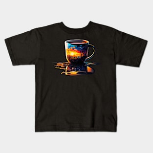 Clear tea cup of beautiful peaceful morning Kids T-Shirt